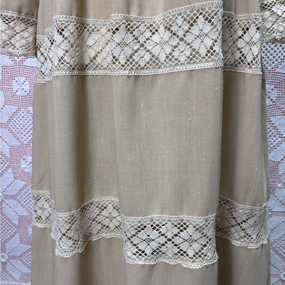 Vintage 70s Romantic Prairie Lace Trim Empire Maxi Dress – Handcrafted - Picture 7 of 14